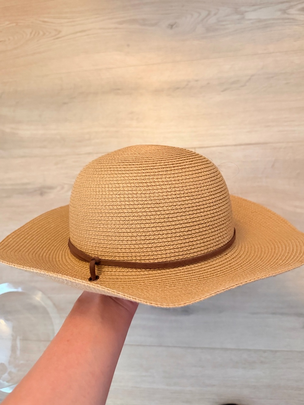 Wide-Brim Straw Sun Hat in Tan